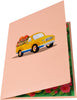 Yellow Vintage Truck with Heart and Roses 3D Pop Up Greeting Card