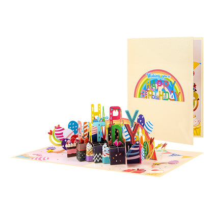Cupcakes & Balloons Joyful Wishes Pop Up Birthday Card