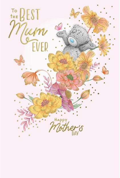 Bear And Large Yellow Flowers Best Mum Ever Mother's Day Card