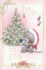 Bear With Snowman And Reindeer Toy Baby Girl Christmas Card