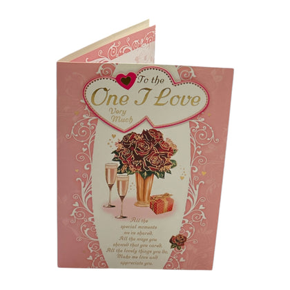 To The One I Love Rose Flower Pot Design Open Greeting Card