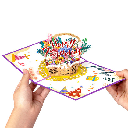 Bloom & Cheer 3D Birthday Basket Pop Up Card