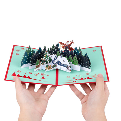 Frost & Starlight Snowy Village Christmas Pop Up Card