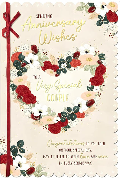 Floral Heart Design Special Couple Anniversary Card