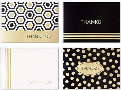 Gold Foil Pack of 40 in 4 Designs Thank You Cards