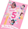 Princess Castle Scene 5th Birthday Card with Activity Inside