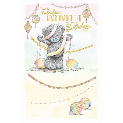 Bear Tangled In Streamers Granddaughter Birthday Card