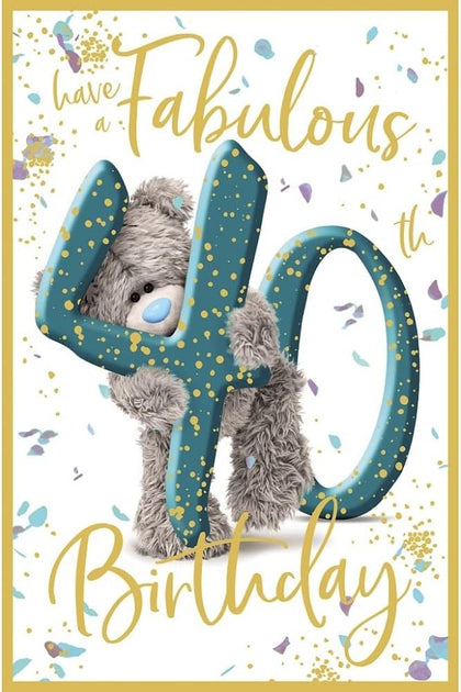 Bear Peeking Through Fabulous 40th Birthday Card