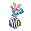 Die Cut Black Stripes Design Magical Botanicals Paper Flowers Open Blank Card