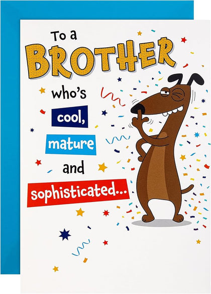 Dog Illustration Pop Up Design Funny Brother Birthday Card