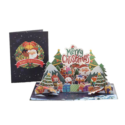 Festive Fun Snowmen & Santa Scene 3D Pop Up Christmas Card