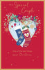 Festive Theme Heart with Stockings Special Couple Christmas Card