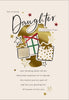 Festive Design with Presents and Stars Daughter Christmas Card