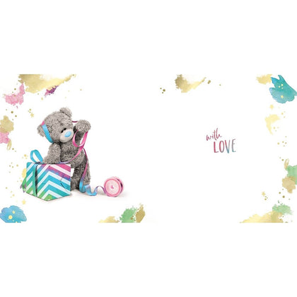 Bear Wrapping Gift 3D Luxury Keepsake Open Birthday Card