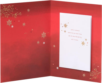 Deep Red & Gold Design Husband Christmas Card