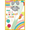 Bear Hanging From Top of Number Age 7 Birthday Card