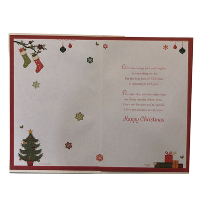 With Love To My Boyfriend Xmas Tree Design Foil and Glitter Finished Christmas Card