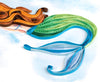 Quilling Magical Mermaid Princess Swimming Hand-Finished Art Card Frameable Art