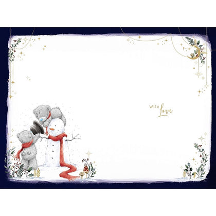 Bears Building Snowman For All The Family Christmas Card