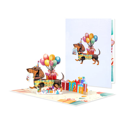 Dachshund Delight 3D Birthday Pop Up Card