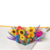 Sunflower with Golden Bow Bright Bouquet Pop Up Greeting Card