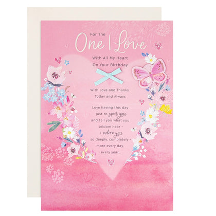 Pink Florals Design & Heartfelt Verse One I Love Birthday Card