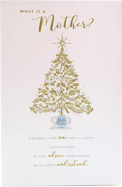 For Mother Traditional Nice Words Gold Xmax Tree Design Christmas Card