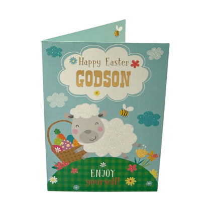 For Godson Cute Lamb with Eggs Design Easter Card