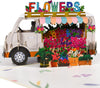Truck Overflowing With Colorful Flowers 3D Pop Up Greeting Card