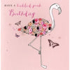Open Birthday Card FLAMINGO, Button Up by Second Nature