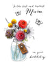 Loveliest Mum Flower Pot Hand Finished Birthday Card