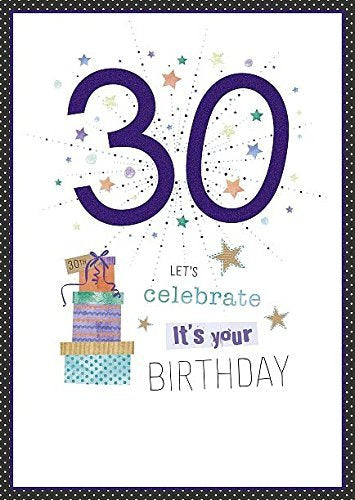30th Today Sparkling Star Glitter Finished Birthday Card