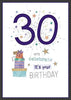 30th Today Sparkling Star Glitter Finished Birthday Card