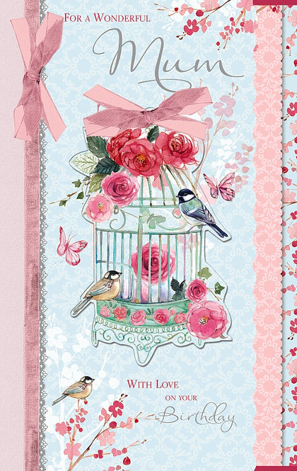 To A Wonderful Mum Glitter And Ribbon Finished Birthday Card