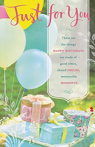 Just For You Smiles Glitter Balloon Happy Birthday Card