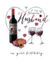 Gorgeous Husband Champagne And Glasses Glitter Finished Birthday Card