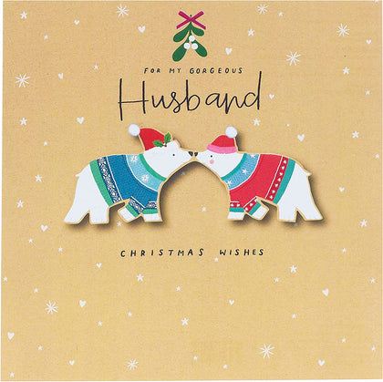 Polar Bear Design Husband Christmas Card