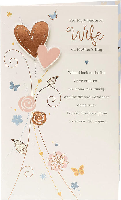 Traditional Heart Design For Wonderful Wife Mother's Day Card