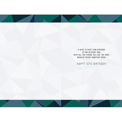 14th Birthday Girl Boy Gold Flitter Design Good Quality Card