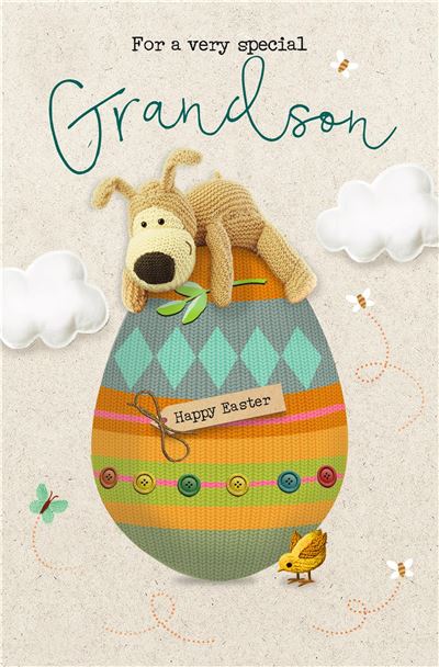 Boofle On Egg Design Grandson Easter Card