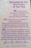 Remembering You With Prayers At This Time Keepsake Wallet Sympathy Card