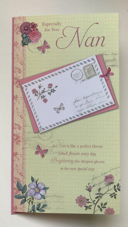Nan Lovely Verse Traditional Slim Birthday Card 