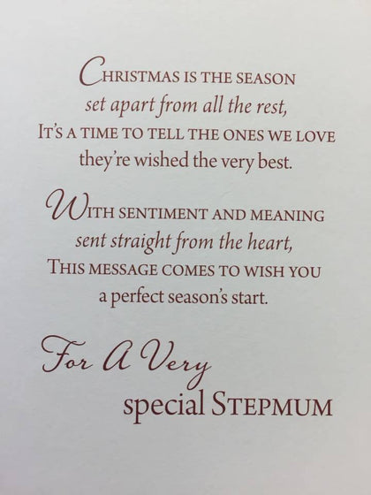With Love Dear Stepmum Flower And Present Design Christmas Card