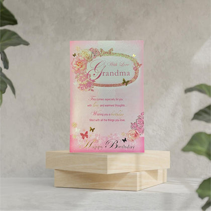 Grandma Lovely Words Birthday Card Roses with Bow