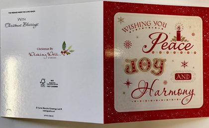 Pack of 6 Wishing You Peace Joy and Harmony Christmas Cards