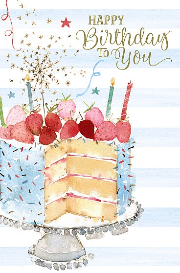 Big Cake With Candles Design Birthday Card