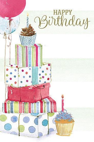Open Happy Birthday Card Gifts And Cupcakes