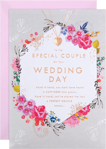 Classic Floral and Text Design Wedding Congratulations Card