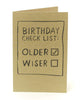 Witty And Contemporary Checklist Styled Humorous Birthday card