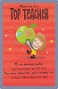 To A Top Teacher Cartoon With Apple Design Thank You Card